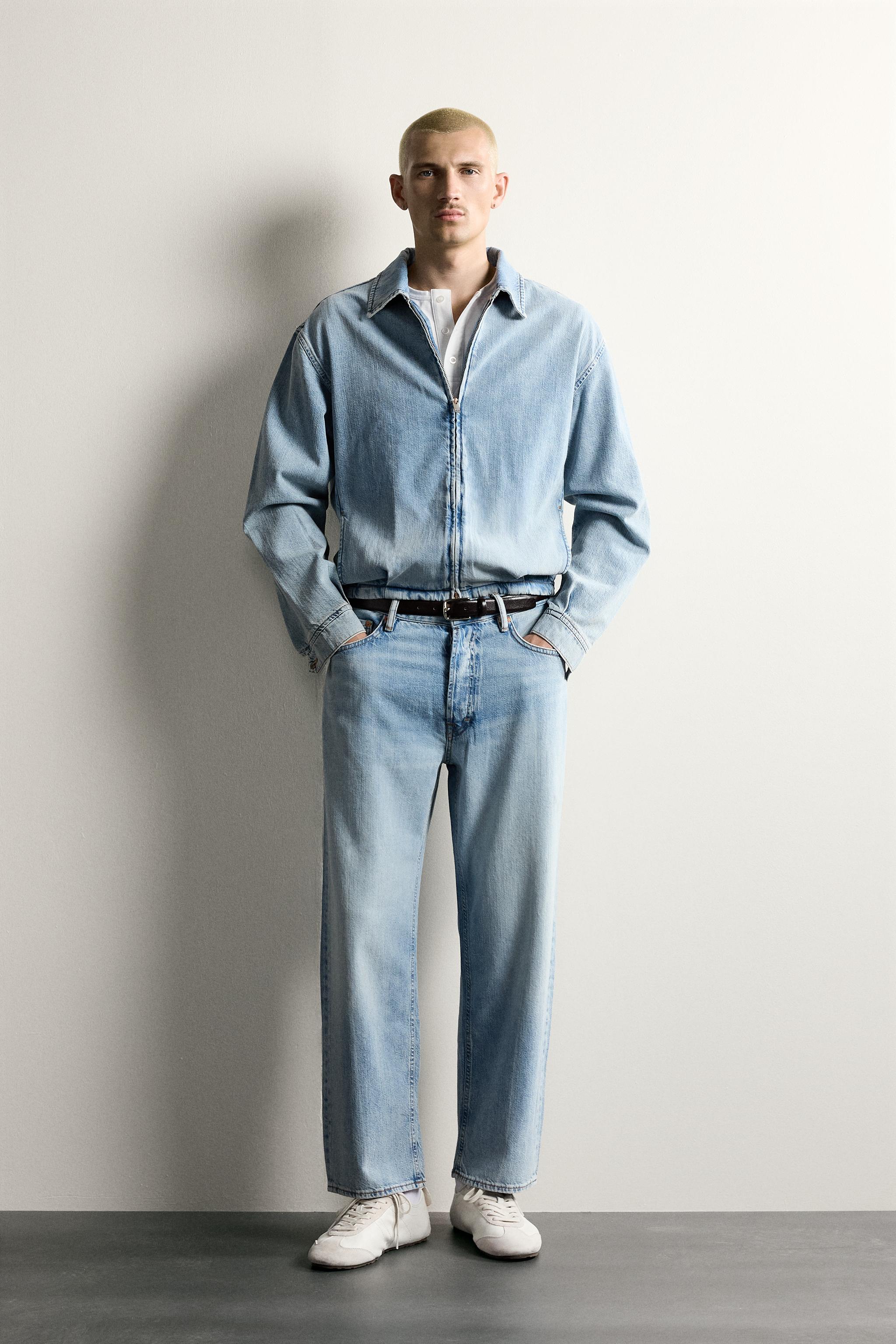 WASHED DENIM ZIP-UP JACKET